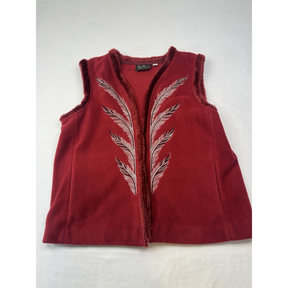Bob Mackie Fleece Vest Large Wearable Art Boho Em… - image 9